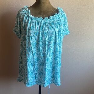 LOFT Light Blue Patterned Blouse